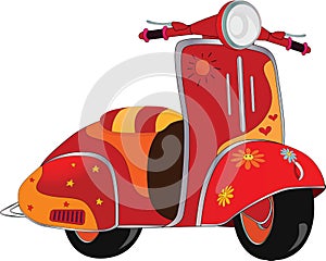 Motor scooter. Cartoon