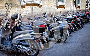 Motor scooters parking