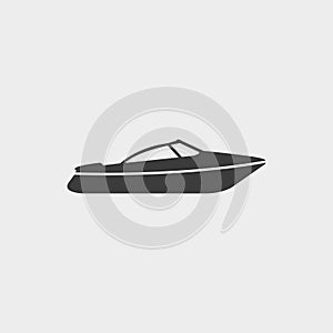 Motor Speed Boat icon in a flat design in black color. Vector illustration eps10