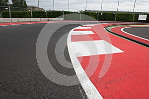 Motor sport game circuit racing track turn and curb
