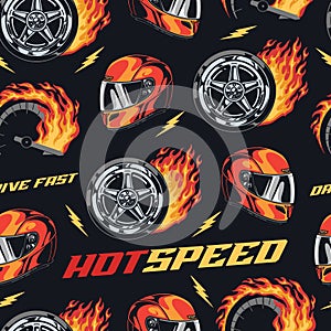 Motor sport pattern seamless colorful