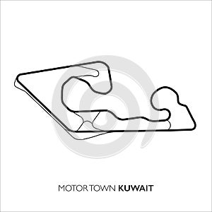 Motor Town circuit, Kuwait. Motorsport race track vector map