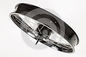 Motor wheel of a fat bike on a white background