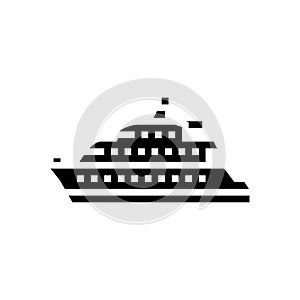 motor yacht boat glyph icon vector illustration