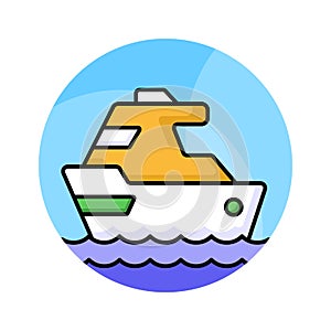 Motor yacht vector design, boat for sea traveling icon, luxury ship for trip or party in the ocean