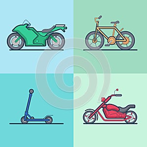 Motorbike bicycle kick board scooter chopper trans