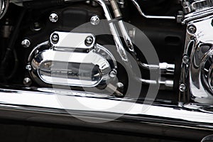 Motorbike engine six speed chrome detail engine of american custom Motorcycle us