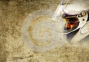 Motorbike Helmet And Face grunge background