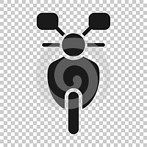 Motorbike icon in flat style. Scooter vector illustration on white isolated background. Moped vehicle business concept