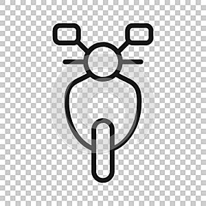 Motorbike icon in flat style. Scooter vector illustration on white isolated background. Moped vehicle business concept