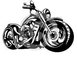 Motorbike icon sign and symbol black and white illustration