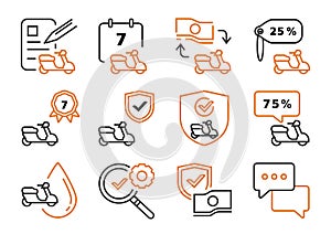 Motorbike leasing icon set