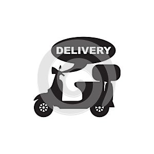 Motorbike and Motorcycle Fast Delivery Service Silhouette Vector