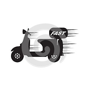 Motorbike and Motorcycle Fast Speed Delivery Service Silhouette Vector