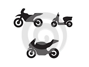 Motorbike motorcycle symbols in black silhouette