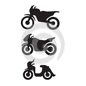 Motorbike motorcycle symbols in black silhouette