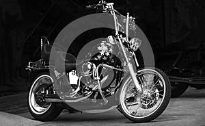 Motorbike parked together on outdoors.