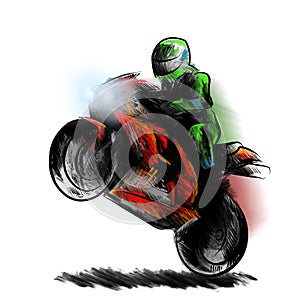 Motorbike rider, abstract silhouette. Road motorcycle racing