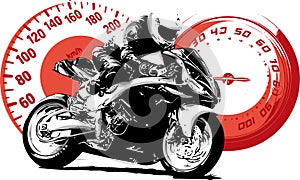 Motorbike rider, abstract vector silhouette. Road motorcycle racing