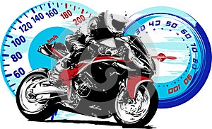 Motorbike rider, abstract vector silhouette. Road motorcycle racing