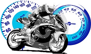 Motorbike rider, abstract vector silhouette. Road motorcycle racing