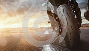 Motorbike rider on a country road