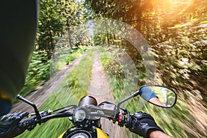 Motorbike on the road riding. having fun riding the empty road on a motorcycle tour / journey