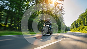 Motorbike on the road riding. having fun riding the empty road o