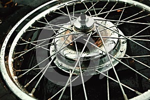 Motorbike shiny wheel