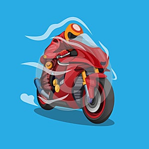 Motorbike speeding with aerodynamic airflow symbol concept illustration in cartoon vector photo