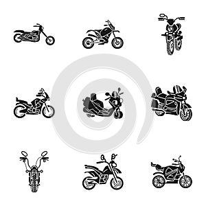 Motorbike transport icon set, simple style