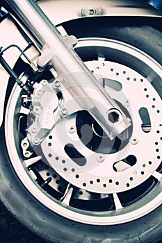 Motorbike wheel and disk brakes