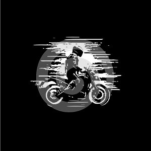 Motorbiker icon, motorcycle biker emblem, speed rider sign, motorcycling logo template. Vector illustration. photo