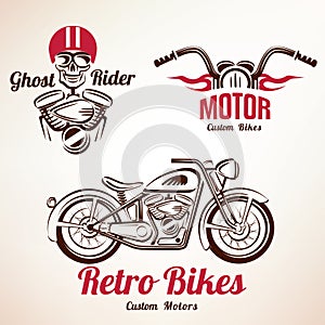 Motorbikes emblems and labels set