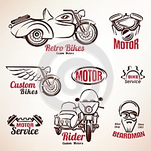 Motorbikes emblems and labels set