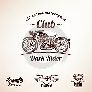 Motorbikes emblems and labels set photo
