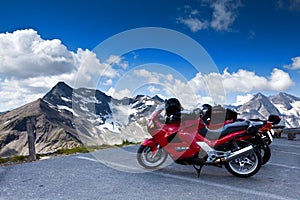 Motorbikes on mountain.