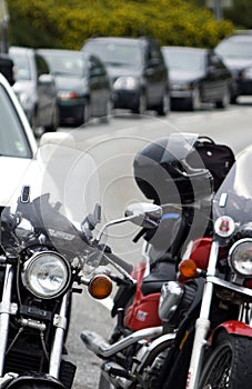 Motorbikes in a queue photo