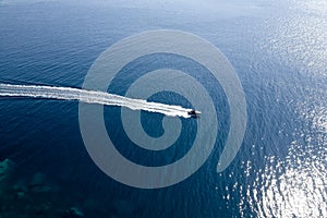 Motorboat aerial view