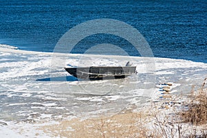 Motorboat on ice