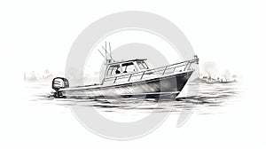 Motorboat Icon: Precise Draftsmanship In Ink Etching Style photo