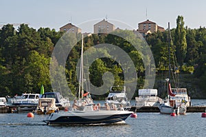 Motorboat in marina Stockholm