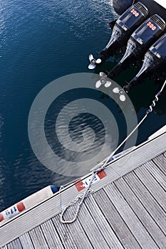 Motorboat in pier.