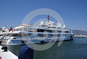 Motorboat. powerboat, Marbella marina, harbor, port, Spain