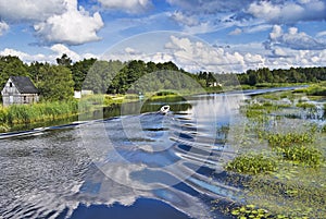 Motorboat on river