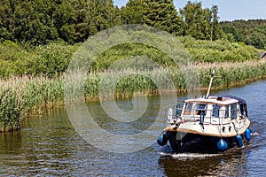 Motorboat on the river Elde