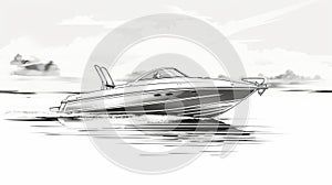 Motorboat Icon: Fluid And Dynamic Ink Etching Style On White photo