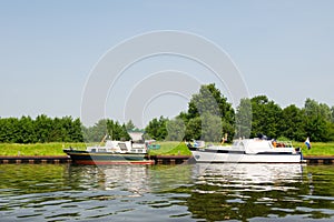 Motorboats in river
