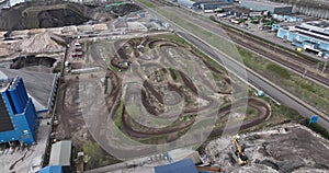 Motorcross racing dirt track. Offroad race course for motorcycle activitiy leisure and sports outdoors. Extreme sports