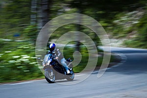 Motorcycle in action, panning shot, honda vfr 800